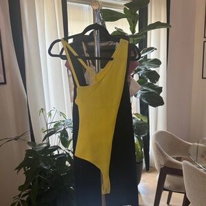 Yellow and Black Asymmetrical Dress